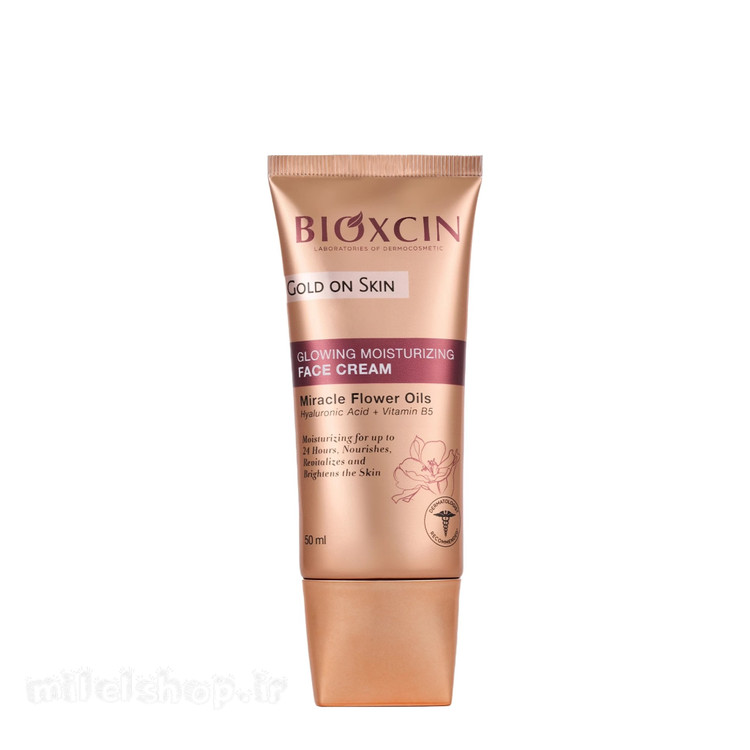 كرم مرطوب كننده و شفاف كننده معجزه بيوكسين Bioxcin مدل Gold On Skin حجم 50 ميل