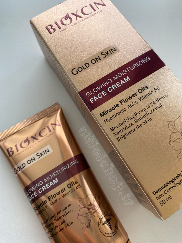 كرم مرطوب كننده و شفاف كننده معجزه بيوكسين Bioxcin مدل Gold On Skin حجم 50 ميل