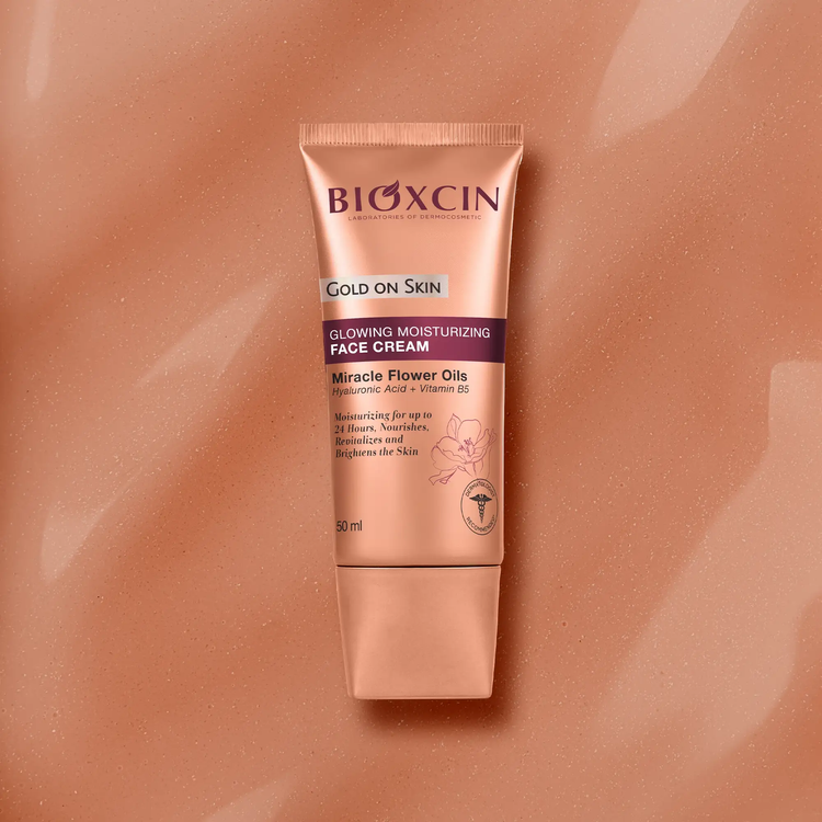 كرم مرطوب كننده و شفاف كننده معجزه بيوكسين Bioxcin مدل Gold On Skin حجم 50 ميل
