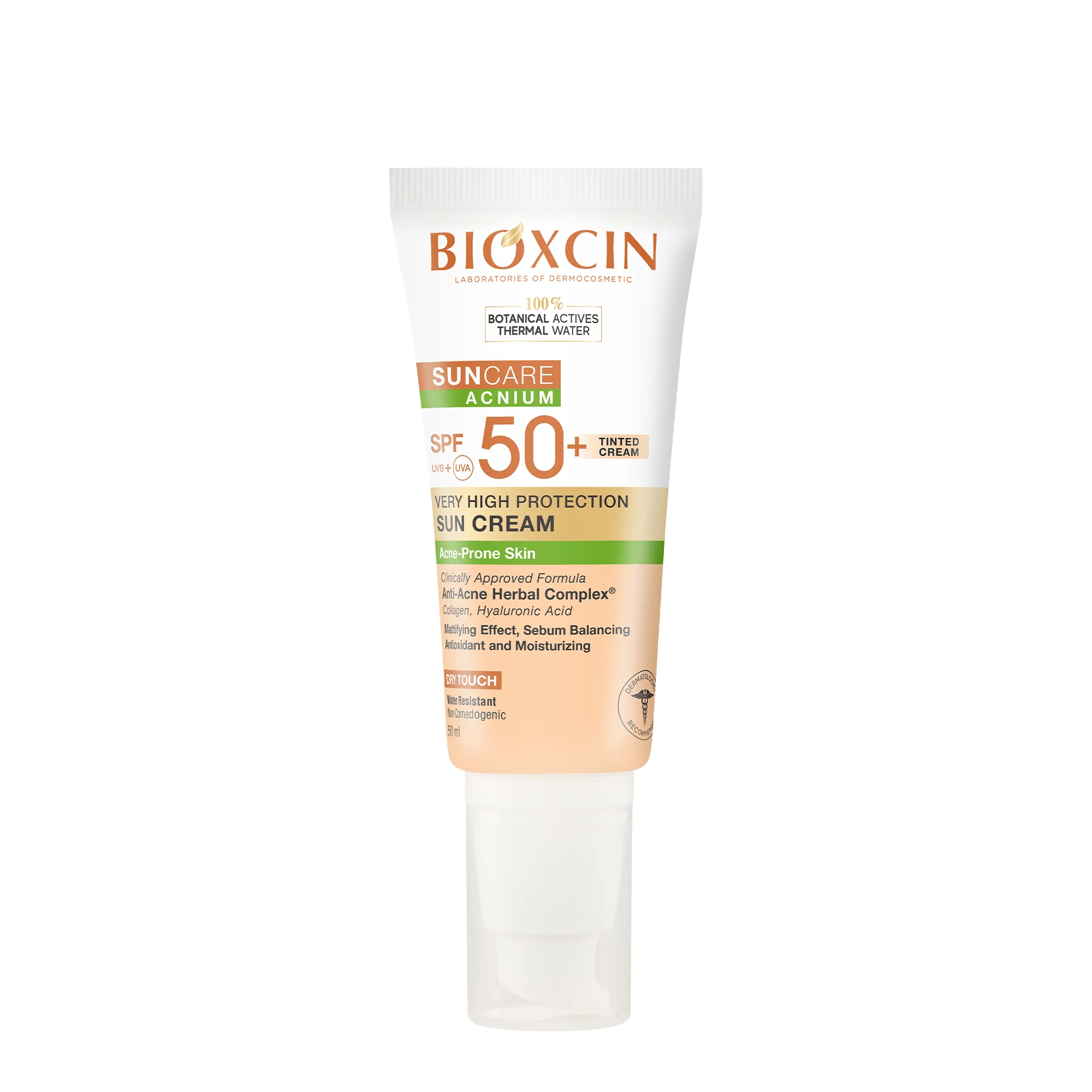 ضد آفتاب رنگی پوست جوشدار بیوکسین مدل Acne Prone Skin Tinted Cream SPF 50+ حجم 50 میلی‌لیتر