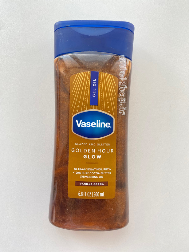 ژل روغن بدن وازلین مدل Golden Hour Glow Shimmering Oil Vanilla Cocoa حجم 200 میل