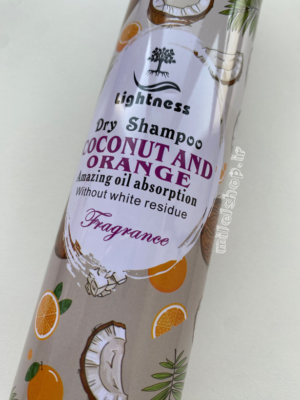 شامپو خشک لایتنس مدل Coconut and Orange با رایحه نارگیل و پرتقال حجم ۲۰۰ میلیلیتر